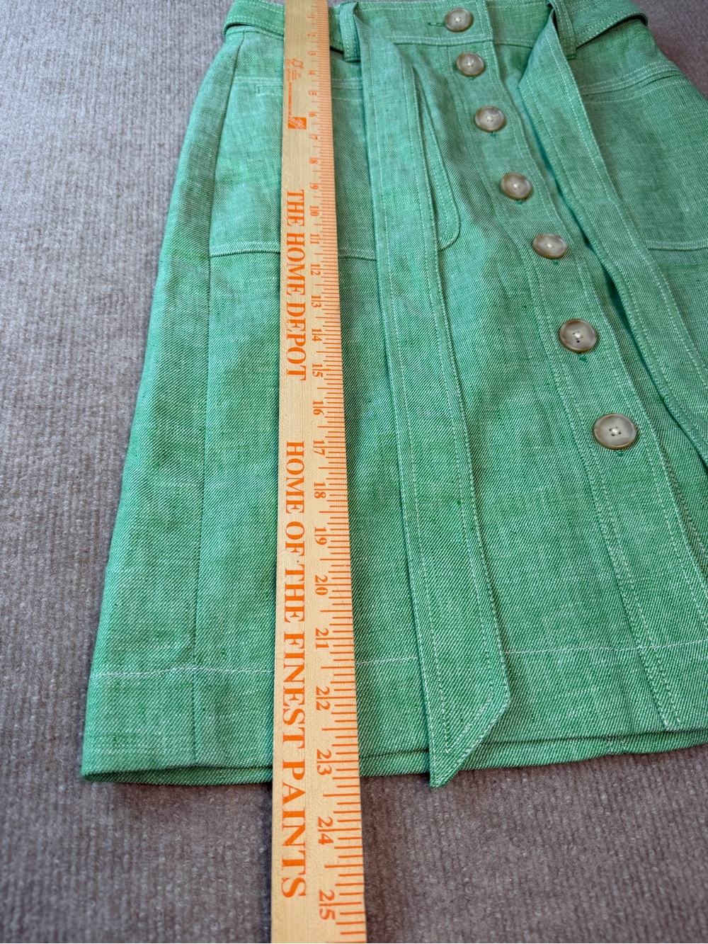 J. Crew Mint Green Linen Blend Button-Front Utility Style Pockets Safari Skirt - Picture 4 of 10